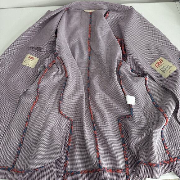 BOB Blazer Jacket Mens IT 50 Blue Check Print Tailored Sport Coat Made in Italy - Picture 8 of 13